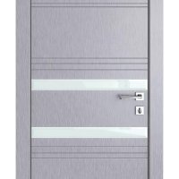 Дверь межкомнатная DO-515 Металлик/стекло Белое