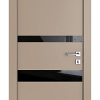 Дверь межкомнатная DO-512 Латте софт/стекло Черное