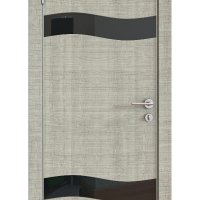 Дверь межкомнатная DO-503 Серый дуб/стекло Черное