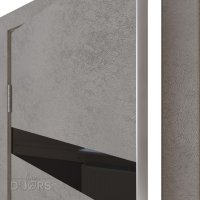 Дверь межкомнатная DO-502 Бетон светлый/стекло Черное