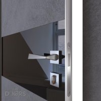 ШИ дверь DO-601 Бетон темный/стекло Черное