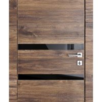 Дверь межкомнатная DO-513 Лофт темный/стекло Черное