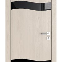 ШИ дверь DO-603 Ясень капучино/стекло Черное