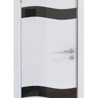 Дверь межкомнатная DO-503 Белый глянец/стекло Черное