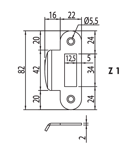 Защелка бесшумная под цилиндр 1885P SN