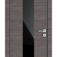 Дверь межкомнатная DO-510 Ольха темная/стекло Черное