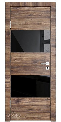 Дверь межкомнатная DO-508 Лофт темный/стекло Черное