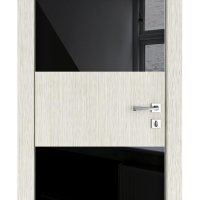 ШИ дверь DO-608 Белая лиственница/стекло Черное