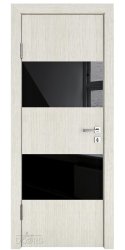 ШИ дверь DO-608 Белая лиственница/стекло Черное