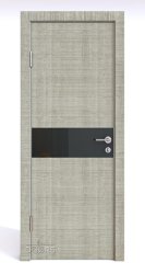 ШИ дверь DO-609 Серый дуб/стекло Черное