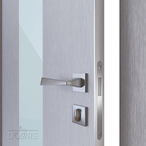 Дверь межкомнатная DO-510 Металлик/стекло Белое