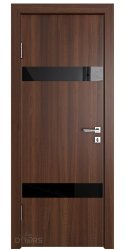 Дверь межкомнатная DO-502 Орех тисненый/стекло Черное