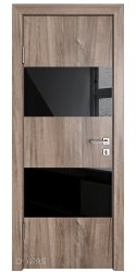 ШИ дверь DO-608 Орех седой светлый/стекло Черное