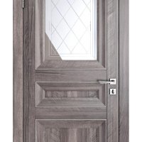 Дверь межкомнатная DO-PG4 Орех седой темный/Зеркало ромб фацет