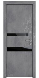 Дверь межкомнатная DO-512 Бетон темный/стекло Черное