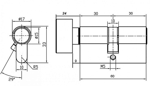 Ключевой цилиндр 60CK BN / HS 60CK BN