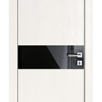 Дверь межкомнатная DO-509 Белый ясень/стекло Черное