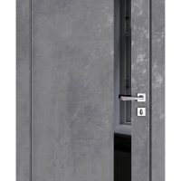 Дверь межкомнатная DO-507 Бетон темный/стекло Черное