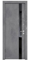 Дверь межкомнатная DO-507 Бетон темный/стекло Черное