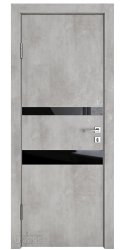 Дверь межкомнатная DO-512 Бетон светлый/стекло Черное