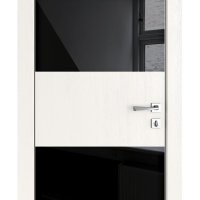 ШИ дверь DO-608 Белый ясень/стекло Черное