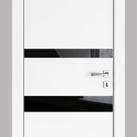 ШИ дверь DO-612 Белый бархат/стекло Черное