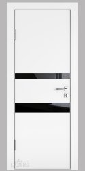 ШИ дверь DO-612 Белый бархат/стекло Черное