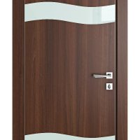 Дверь межкомнатная DO-503 Орех тисненый/стекло Белое