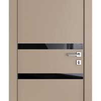 Дверь межкомнатная DO-513 Латте софт/стекло Черное