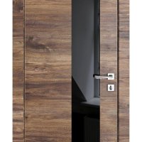 Дверь межкомнатная DO-504 Лофт темный/стекло Черное