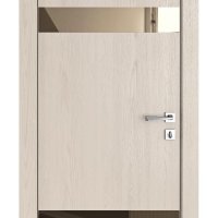 Дверь межкомнатная DO-502 Ясень капучино/зеркало Бронза