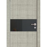 Дверь межкомнатная DO-501 Серый дуб/стекло Черное