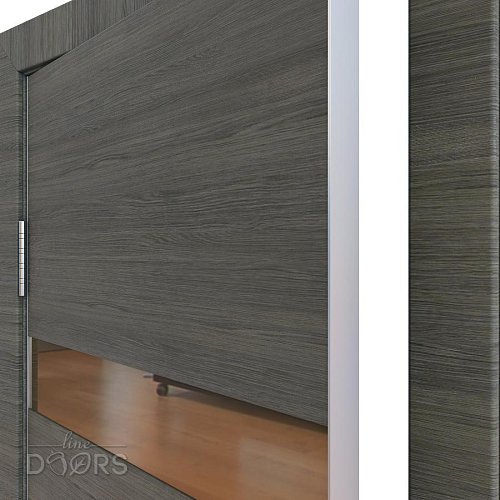 Дверь межкомнатная DO-502 Ольха темная/зеркало Бронза