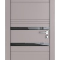 Дверь межкомнатная DO-515 Серый бархат/стекло Черное