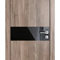 Дверь межкомнатная DO-509 Орех седой светлый/стекло Черное