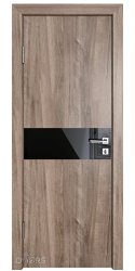 Дверь межкомнатная DO-509 Орех седой светлый/стекло Черное