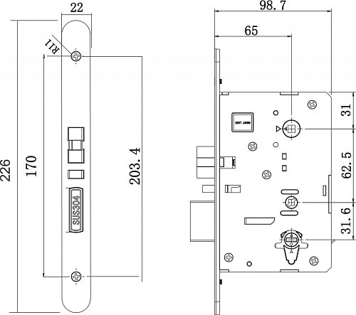 Электронный гостиничный замок HSU-9938-S