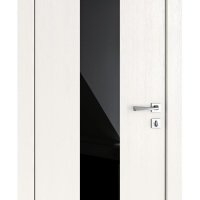Дверь межкомнатная DO-510 Белый ясень/стекло Черное