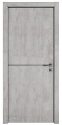 Дверь межкомнатная DG-522 Бетон светлый/молдинг черный
