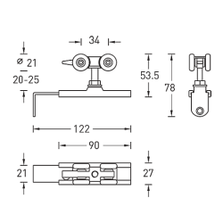 Комплект роликов для раздвижной двери AY 8315A