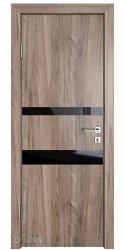 Дверь межкомнатная DO-512 Орех седой светлый/стекло Черное