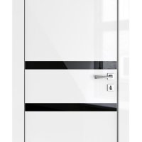 Дверь межкомнатная DO-513 Белый глянец/стекло Черное