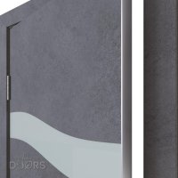 Дверь межкомнатная DO-503 Бетон темный/стекло Белое