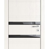ШИ дверь DO-615 Белый ясень/стекло Черное