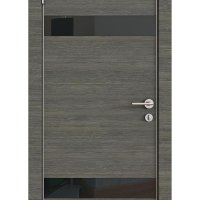 ШИ дверь DO-602 Ольха темная/стекло Черное