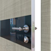 ШИ дверь DO-609 Серый дуб/стекло Черное