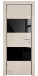Дверь межкомнатная DO-508 Ясень капучино/стекло Черное