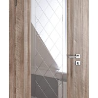 Дверь межкомнатная DO-PG6 Орех седой светлый/Зеркало ромб фацет
