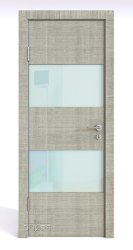 ШИ дверь DO-608 Серый дуб/стекло Белое