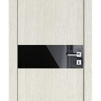 Дверь межкомнатная DO-509 Белая лиственница/стекло Черное